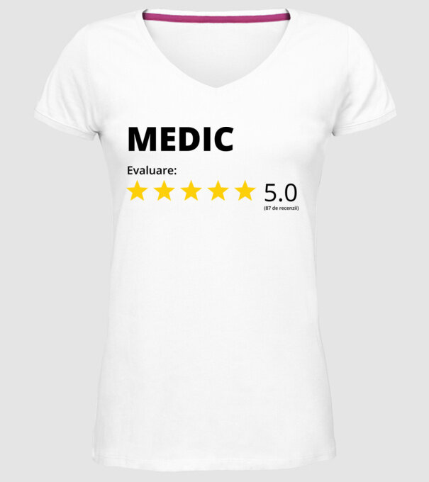 Evaluare - MEDIC model alb pe tricou