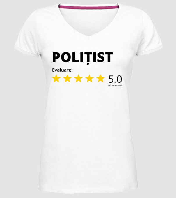 Evaluare - POLIȚIST model alb pe tricou