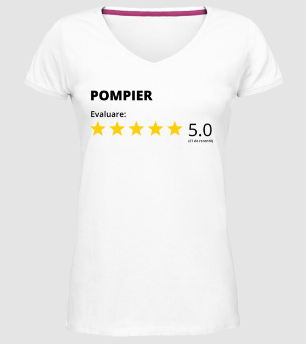 Evaluare - POMPIER model alb pe tricou