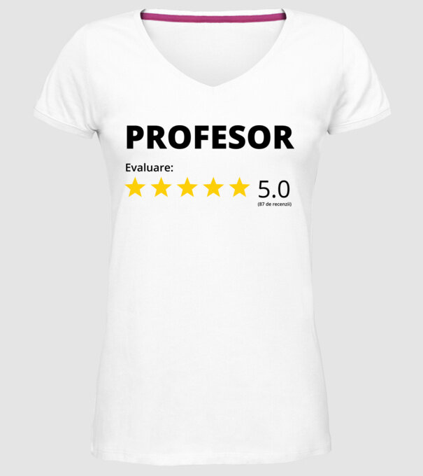 Evaluare - PROFESOR model alb pe tricou