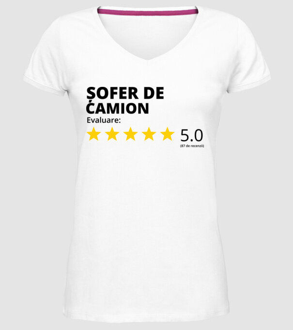 Evaluare - ȘOFER DE CAMION model alb pe tricou