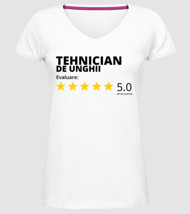 Evaluare - TEHNICIAN DE UNGHII model alb pe tricou