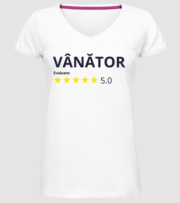 evaluare: vânător de 5 stele model alb pe tricou