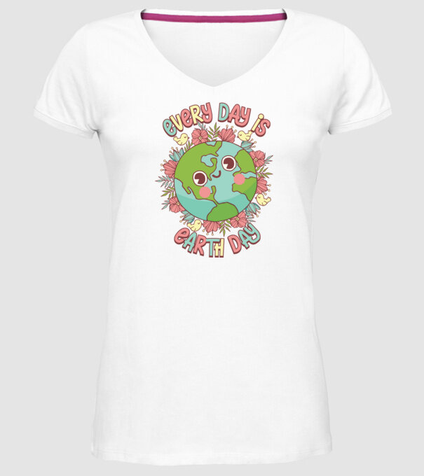 Every day is earth day cute model alb pe tricou