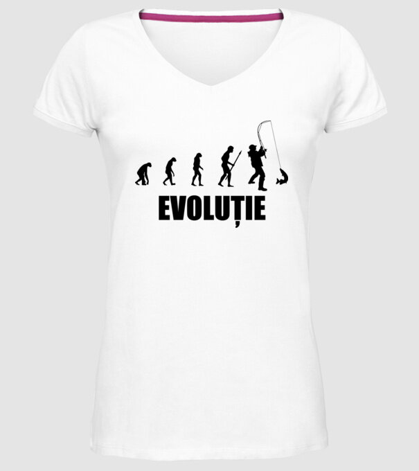 Evoluție Pescuit model alb pe tricou