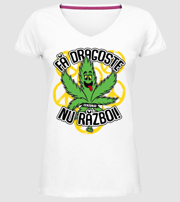 fă dragoste, nu război! (cenzurat) model alb pe tricou