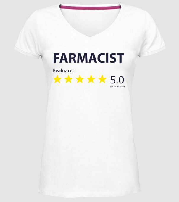 farmacist evaluare model alb pe tricou