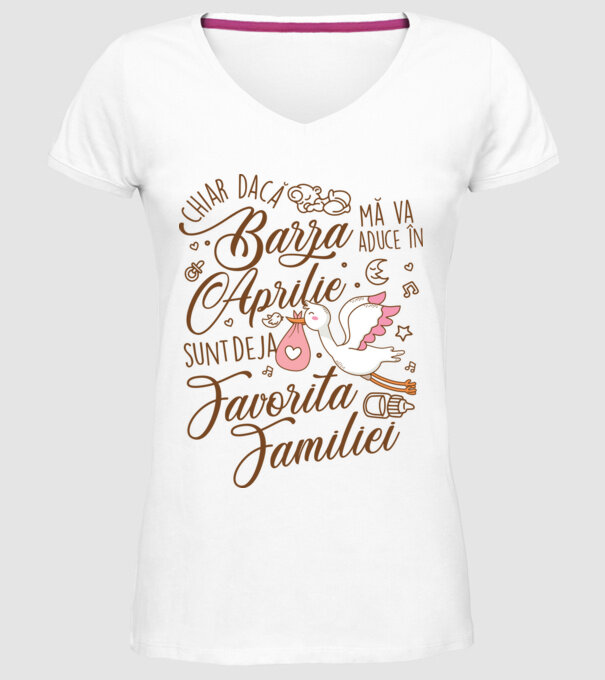 Favorita familiei APRILIE model alb pe tricou