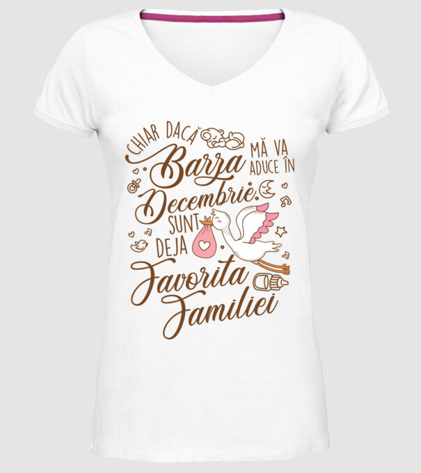 Favorita familiei DECEMBRIE model alb pe tricou