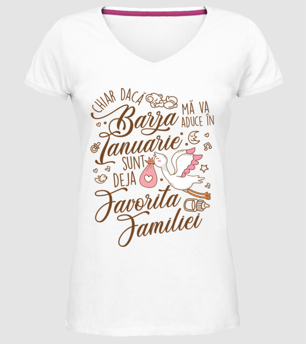 Favorita familiei IANUARIE model alb pe tricou