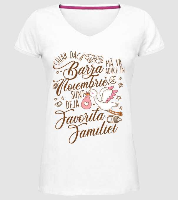 Favorita familiei NOIEMBRIE model alb pe tricou