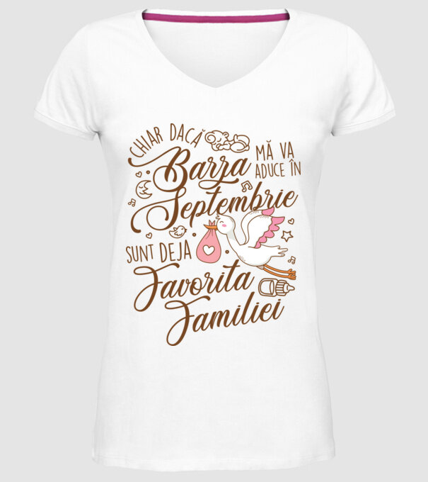 Favorita familiei SEPTEMBRIE model alb pe tricou