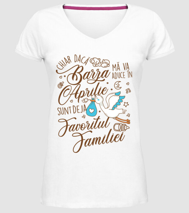 Favoritul familiei APRILIE model alb pe tricou