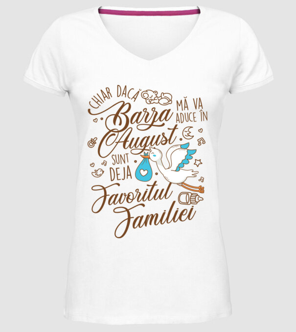 Favoritul familiei AUGUST model alb pe tricou