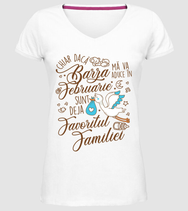 Favoritul familiei FEBRUARIE model alb pe tricou