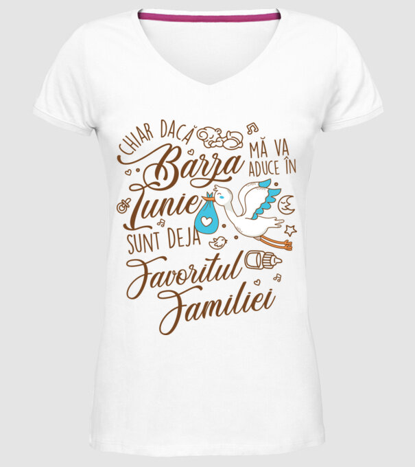 Favoritul familiei IUNIE model alb pe tricou