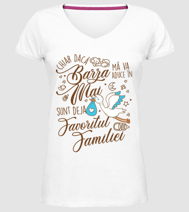 Favoritul familiei MAI model alb pe tricou