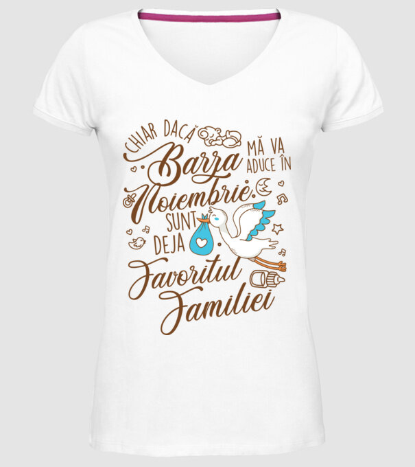 Favoritul familiei NOIEMBRIE model alb pe tricou