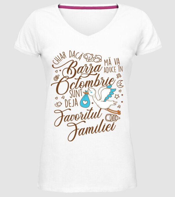 Favoritul familiei OCTOMBRIE model alb pe tricou