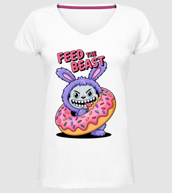 Feed the beast model alb pe tricou