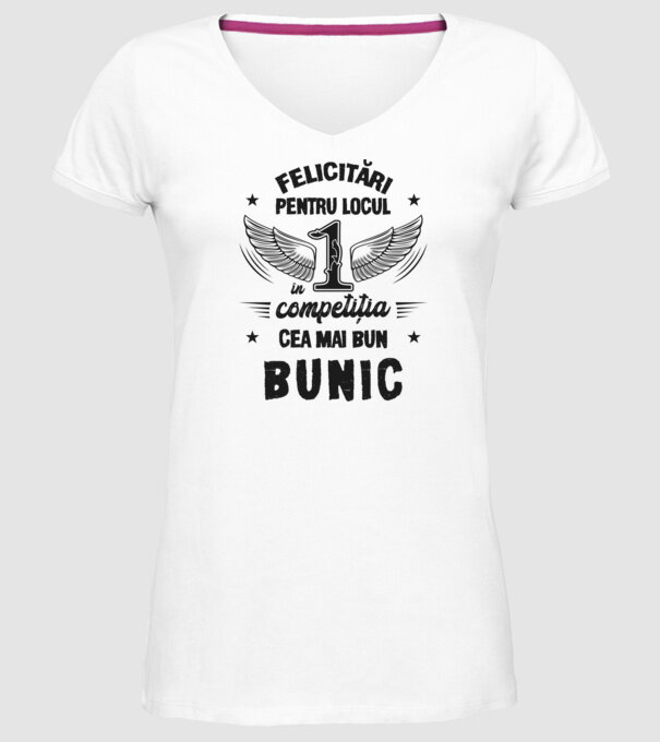 Felicitări pentru locul 1 în competiția Cel mai bun bunic! model alb pe tricou