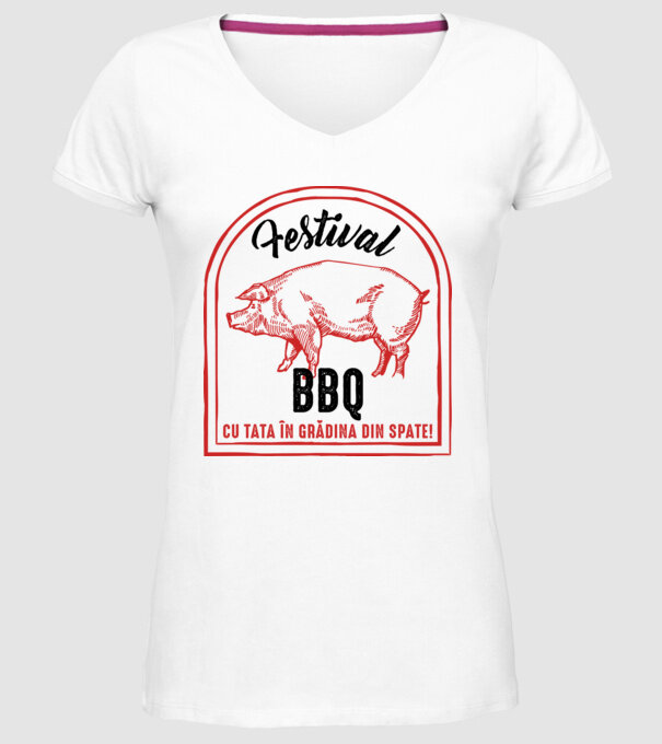 Festival BBQ - cu tata în grădina din spate! model alb pe tricou