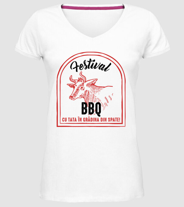 Festival BBQ - cu tata în grădina din spate! model alb pe tricou