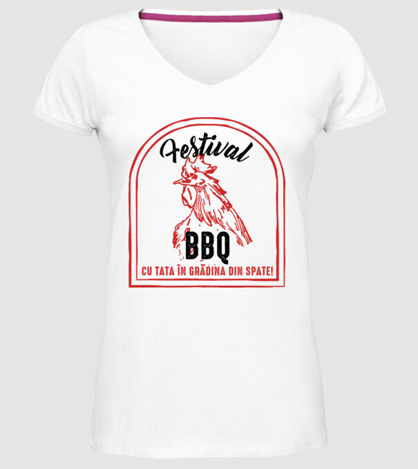Festival BBQ - cu tata în grădina din spate! model alb pe tricou