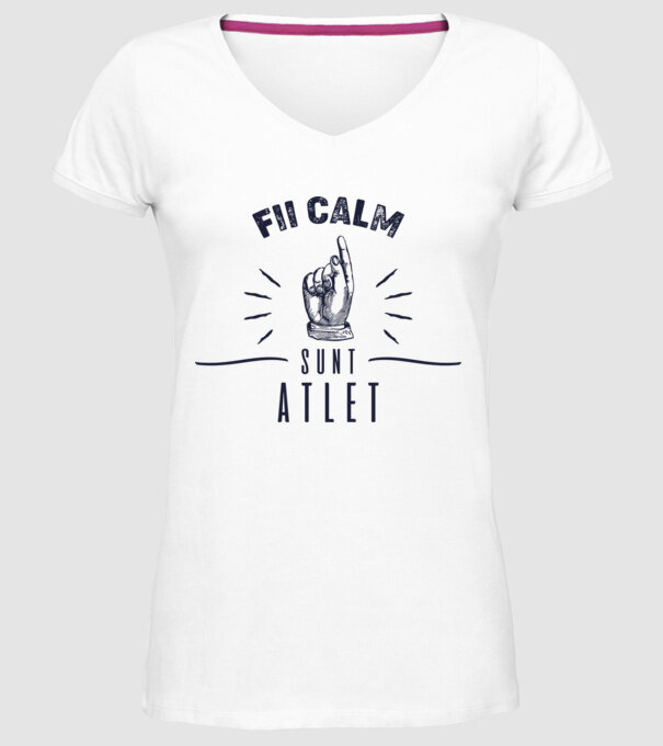 Fii calm, sunt ATLET model alb pe tricou