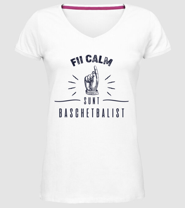 Fii calm, sunt BASCHETBALIST model alb pe tricou