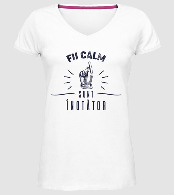 Fii calm, sunt ÎNOTĂTOR model alb pe tricou