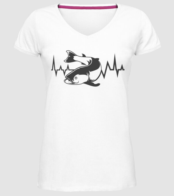 Fish model alb pe tricou