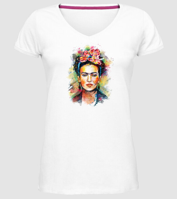 Frida Kahlo model alb pe tricou