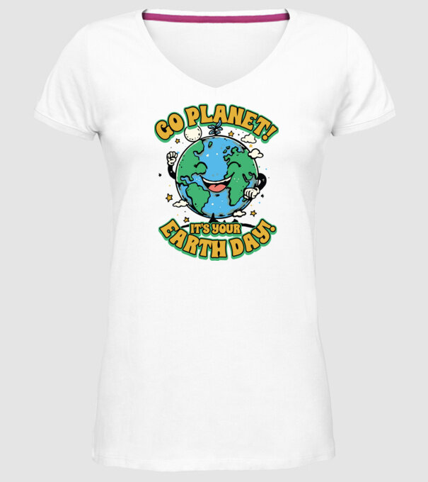 Go planet model alb pe tricou