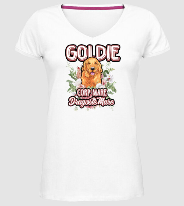 Goldie picioare mici dragoste mare model alb pe tricou