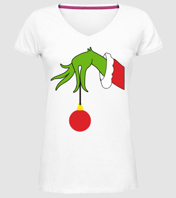 Grinch hand model alb pe tricou