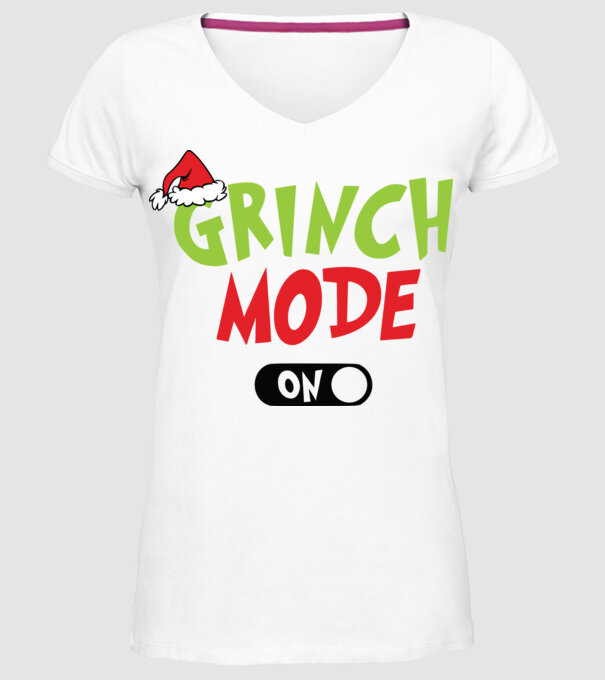 Grinch Mode model alb pe tricou