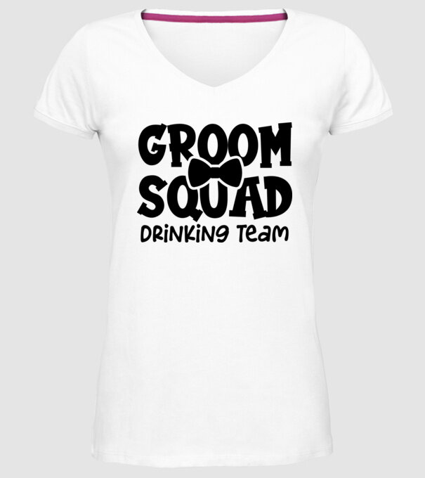 Groom Squad model alb pe tricou