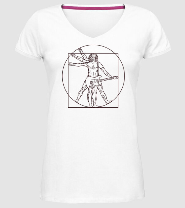 Guitar player model alb pe tricou