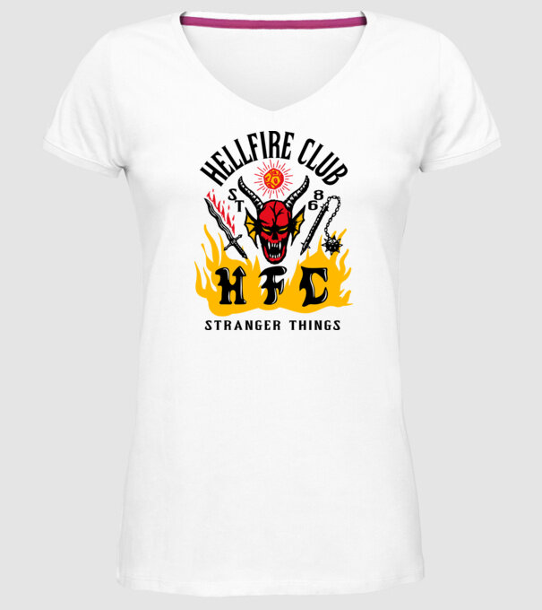 hellfire club 86 stranger things model alb pe tricou