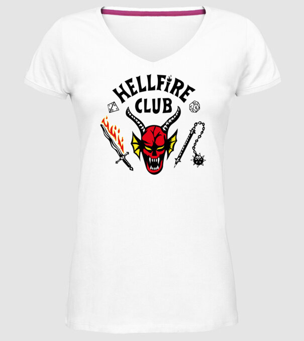 HELLFIRE CLUB model alb pe tricou