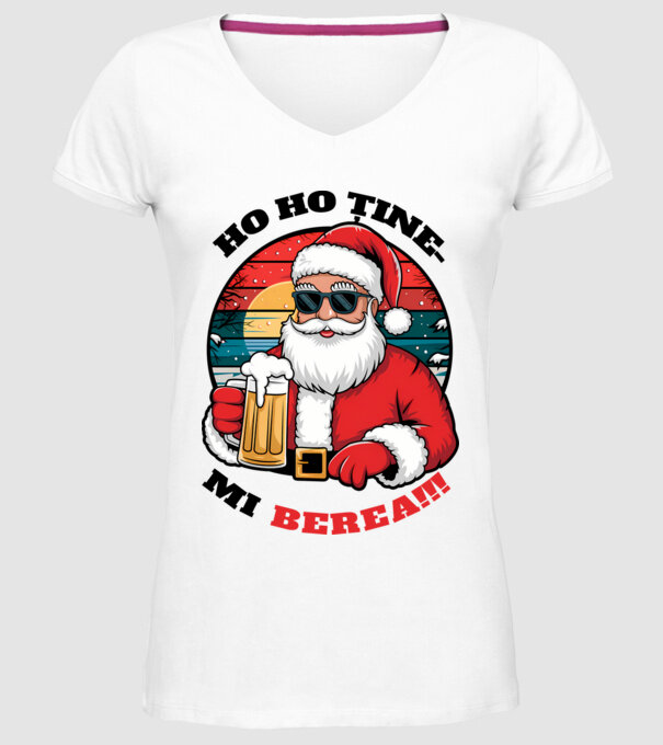Ho ho ține mi berea! alb model alb pe tricou