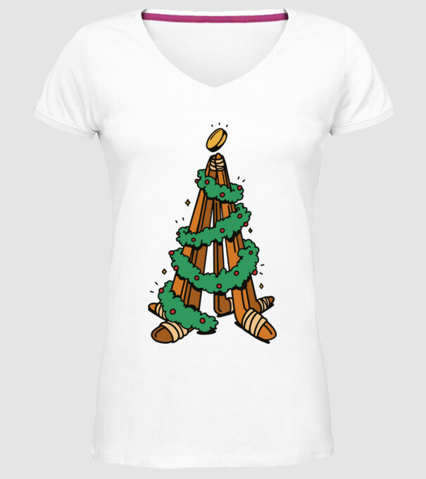 Hockey tree model alb pe tricou