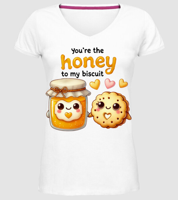 Honey to my Biscuit model alb pe tricou