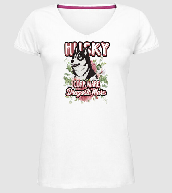 husky - corp mare, dragoste mare model alb pe tricou