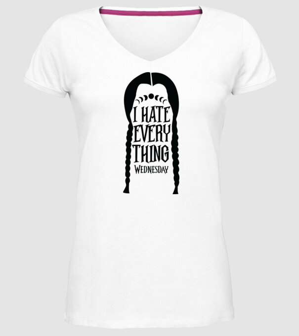 I hate everything model alb pe tricou
