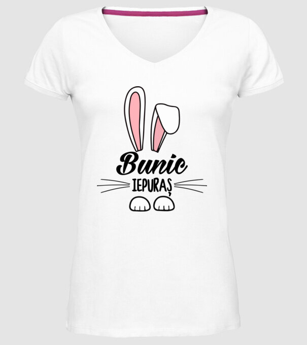 iepuraș bunic model alb pe tricou