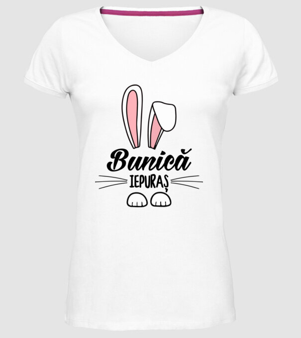 iepuraș bunică model alb pe tricou