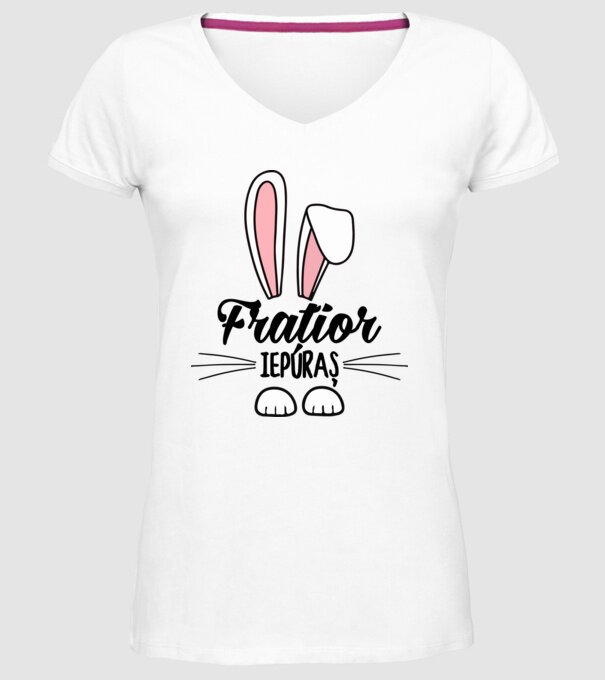 iepuraș frățior model alb pe tricou