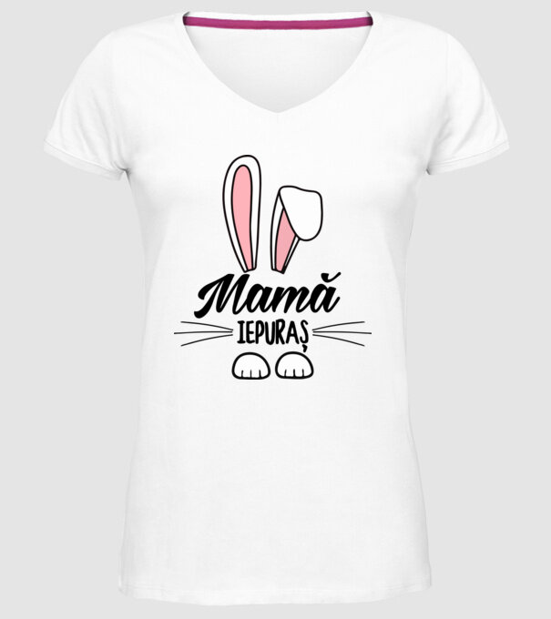 iepuraș mamă model alb pe tricou